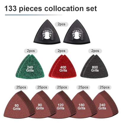 133 Pcs Oscillating Tool Sanding Pads Kit