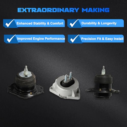 Engine Motor and Transmission Mount Kit 3Pcs Compatible with 2011 2012 2013 2014 2015 2016 2017 2018 2019 Grand Cherokee 3.6L 5.7L Replace # A5611, A5488 - color: 2011-2019 Grand Cherokee 3.6L 5.7L