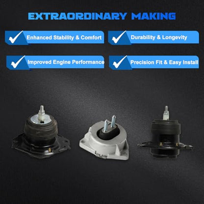 Engine Motor and Transmission Mount Kit 3Pcs Compatible with 2011 2012 2013 2014 2015 2016 2017 2018 2019 Grand Cherokee 3.6L 5.7L Replace # A5611, A5488 - color: 2011-2019 Grand Cherokee 3.6L 5.7L