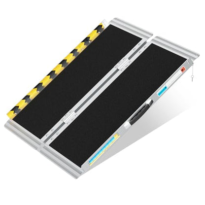 Portable Wheelchair Ramp 3FT, Aluminum Foldable Handicap Ramp, Weight Capacity 600 LBS,Ramps for Steps with Safety Latch Anti-Slip Threshold Ramp. - size: 3FT Using Height 3"-9"