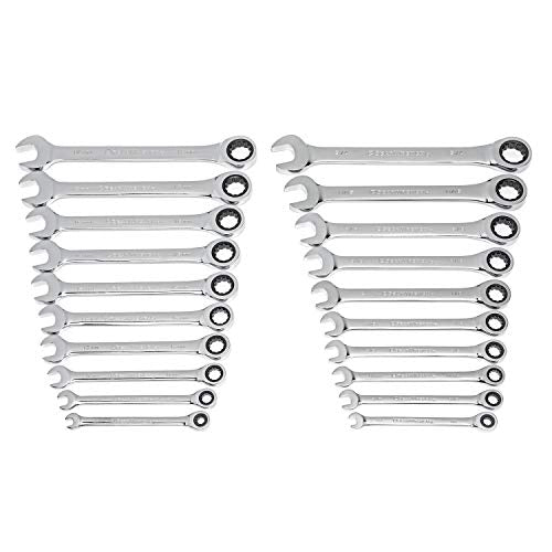 GEARWRENCH 20 Piece SAE/MM Ratcheting Combination Wrench Set| 35720A-02