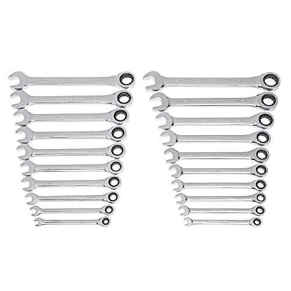 GEARWRENCH 20 Piece SAE/MM Ratcheting Combination Wrench Set| 35720A-02