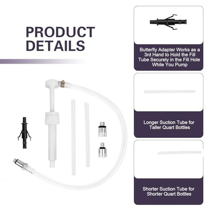 1 Set Transmission Fluid Pump Kit, 8cc Push-type Oil Transfer Pump, Anti-Clog Fluid Pump Automotive with 3/8" Swivel and 8mm 10mm Adapters for Oil WaterUniversal for Most Cars (White)