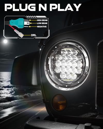 5D 7 Inch LED Headlights Black - Pair
