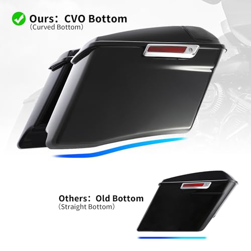 TCMT 4" Stretched Saddlebag 5" x 7" Speakers Lids Fit For Harley 2014-2024 Touring Models CVO Road King Road Glide Street Glide Electra Glide Ultra-Classic - color: Chrome Latches, size: 4" Stretched(5x7 Speaker Lids)