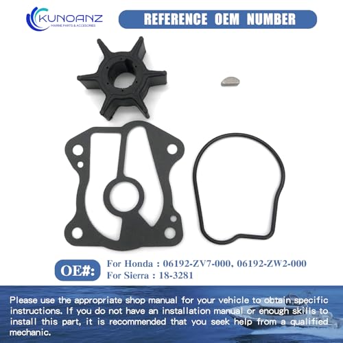 06192-ZV7-000 Water Pump Impeller Kit for Honda 25 30 HP 4 Stroke - size: BF25/30