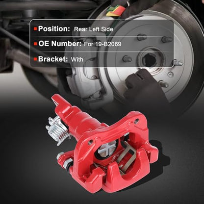cciyu Rear Left Disc Brake Caliper Assembly 19-B2069 With Bracket - size: Rear Left[19-B2069]