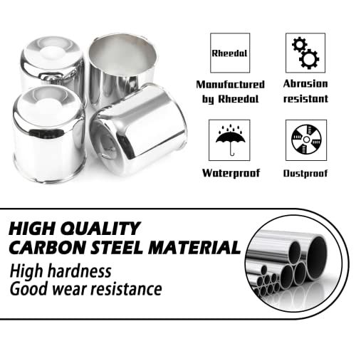 4Pcs 4.88" OD 4.76" H Push Through Trailer Wheel Center Cap for Rim - color: Chrome, size: 4.88" Hub 4.76" H