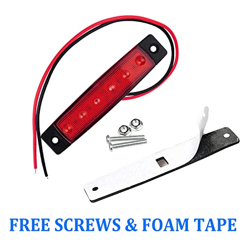 FXC 10x 6 LED Red 3.8 Inch Clearence Truck Bus Trailer Side Marker Indicators Light Tail Taillight Brake Stop Waterproof Lamp 12V - color: Red