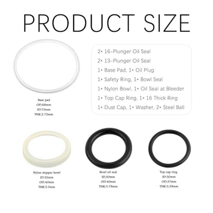 16PCS Hydraulic Jack Seal Kit with O Ring Seal,3 Ton Floor Jack Parts Kit
