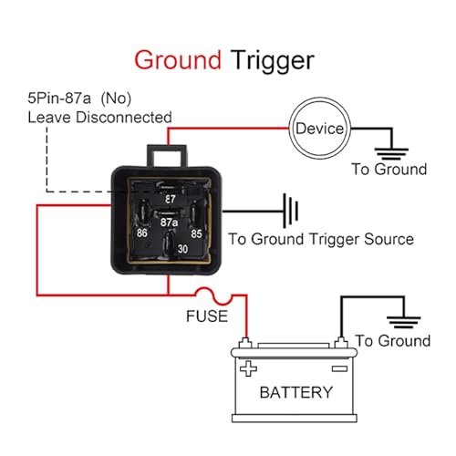 12V 40/30A 5-Pin SPDT Waterproof Relay and 14AWG Harness Kit - size: 12V 5Pin
