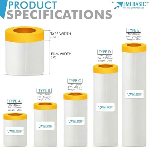 Automotive Masking Tape and Plastic Sheeting – 59/35/18 inch Car Painting