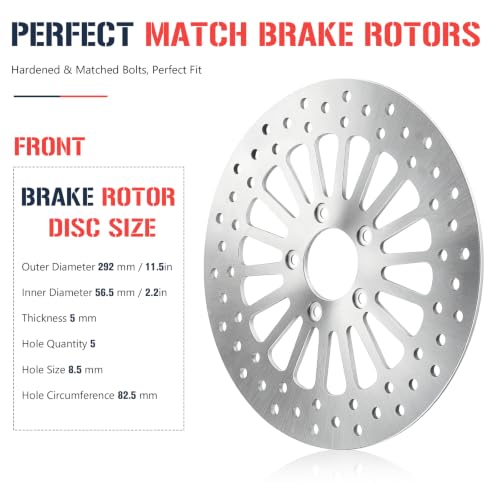 11.5" Front and Rear Brake Rotor for Harley Davidson Touring Sportster Dyna Softail, for Road King Glide/Electra Glide/Night Train/Fat Boy/Softail Standard/Softail Deluxe/Dyna Wide Glide 00-07, 3PCS - size: 2*11.5'' Front Rotor+1*11.5'' Rear Rotor