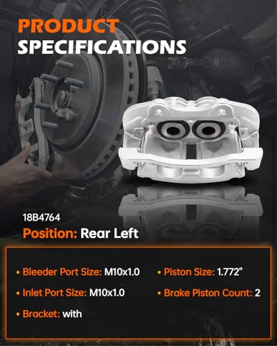 GAHA 18B4764 Rear Left Disc Brake Caliper Assembly with Bracket - size: 18B4764