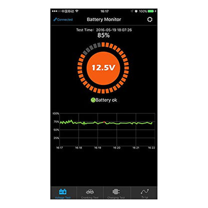 BM2 Bluetooth Battery Monitor 12V Car Battery Tester for Lead Acid, Auto Battery Load Tester with Cranking Charging Test, LowVolt Alarm for Car/RV/Motorcycle/Truck/Boat/Solar Power System