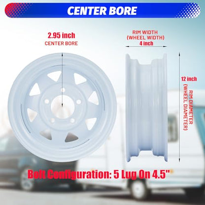 Garvee 2 Pack 4.80-12 4.80x12 480-12 Trailer Tires with 12 inch Rims - size: 4.80-12, style: 5 lug on 4.5"
