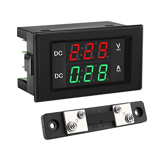 DROK DC 4.5-100V Digital Voltmeter Ammeter Multimeter Panel, DC Amp Meter Voltage Meter, Current Meter 0-50A Volt Tester, LED Display Voltage Gauge for Automotive Motor Battery - size: DC 100V 50A