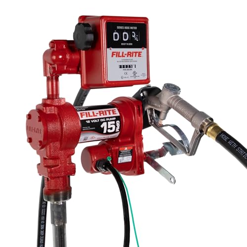 Fill-Rite FR1211H 12V 15 GPM Fuel Transfer Pump with Standard Mechanical Meter Package, Gallons | Gasoline, Diesel, Kerosene, Ethanol & Methanol Blends & Biodiesel - style: Meter (Gallons)