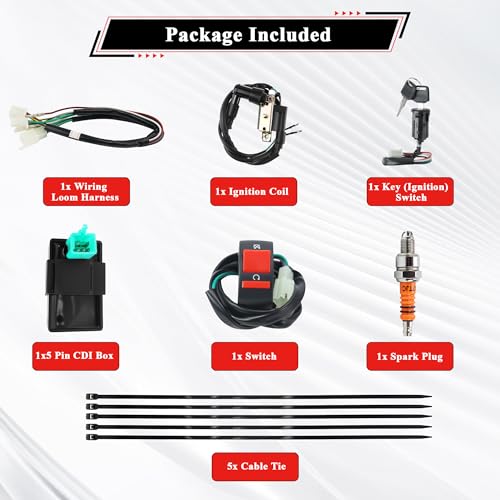 Rebuild Kick Start Dirt Pit Bike Wire Harness Wiring Loom Kit - color: Orange A7TC Spark Plug