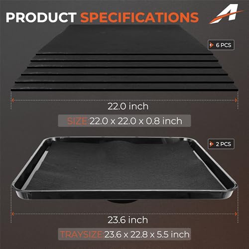 17892 2Pcs Transmission Drain Pan with 6Pcs 22'' Inch Oil Drain Splash Pads, Universal Fluid Drain Funnel Compatible with 87031 87032, High Capacity for Oil, Coolant & Fluid Change - size: 17892-2