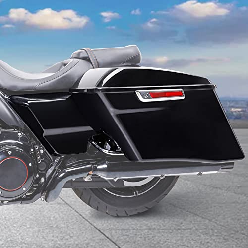 TCMT 4" Stretched Extended Hard Saddlebags Fit For Harley 2014-2024 Touring CVO Road King Road Glide Street Glide Electra Glide Ultra Limited - color: Chrome Latches, size: 4" Stretched