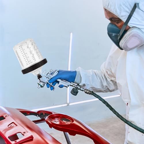 YAYODS 50 Pack Disposable Paint Sprayer Gun Cup Liners and Lid System for Spray Gun, Paint Cups 20 Ounce (600ml) Kit with 50 Mixing Cups Liners, 50 Lids, 20 Plugs, 1 Hard Cup with Retainer Ring