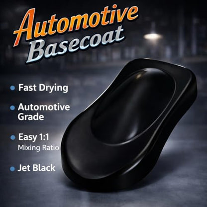 LiME LiNE Automotive Basecoat + Reducer Combo Kit - Mix 1:1 - Makes 1 Quart Sprayable - Clearcoat Required (Black Basecoat + Reducer) - color: Black
