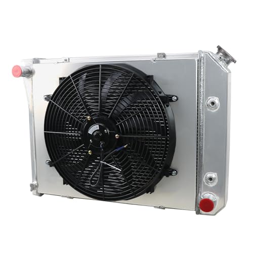 4 Row Radiator Shroud Fan For Chevy Camaro Chevelle Carlo 1968-87 - size: 4 Row Radiator+Shroud Fan