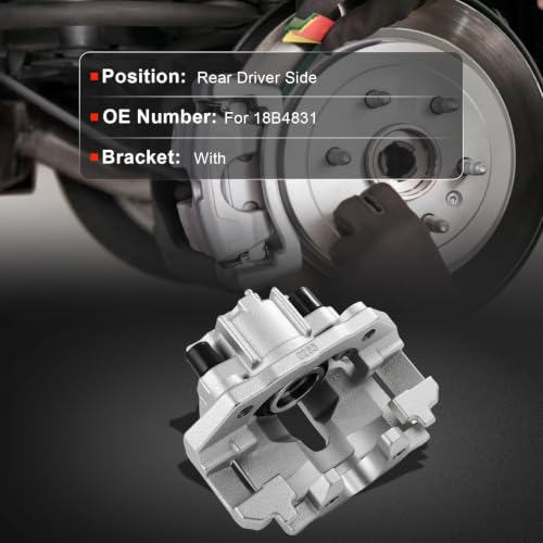 cciyu Rear Left Disc Brake Caliper Assembly w/Bracket 18B4831 - size: Rear Left[18B4831]