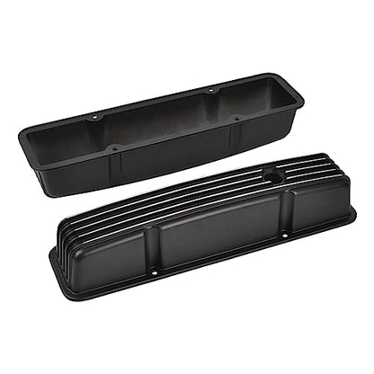 Aluminum Valve Covers Finned - color: Black, size: SBC 58-86