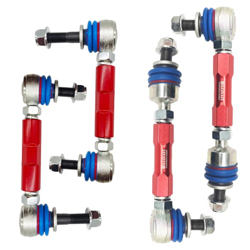 AD-KIT-RED Front & Rear Adjustable Sway Bar End Links Kit Red, Fit for 2003-2009 GX470 | 2003-2022 Toy0ta 4Runner | 2007-2014 Toyota FJ Cruiser | Adjustable Stabilizer sway bar Links