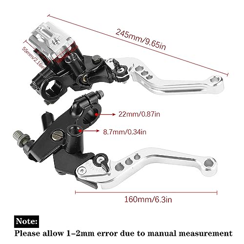 PACEWALKER Universal Motorcycle 7/8" 22mm Handlebar Brake Master Cylinder Clutch Lever Left & Right Set for Honda Kawasaki Suzuki Yamaha(Silver) - color: Silver