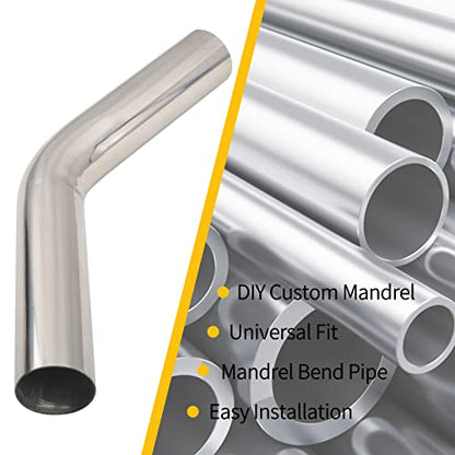 2 Inch 45 Degree DIY Custom Mandrel Exhaust Pipe Tube Pipe, T304 Stainless Steel, Universal Fit, 15.74 Inch End to End Length, 2'' OD Mandrel Bend Pipe 2PCS - size: 2''OD-45 Degree-2PCS