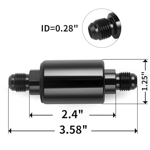 6AN Fuel Filters Removable and Replaceable Black Anodized Aluminum - size: 6AN