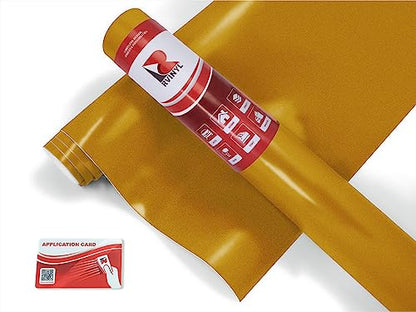 RVINYL Avery Dennison SW900 260-O Supreme Vinyl Vehicle Wrapping Film, Car Wrap Sheet Roll in Satin Gold, 12in x 60in with Application Card - color: Satin Gold, size: 1ft x 5ft
