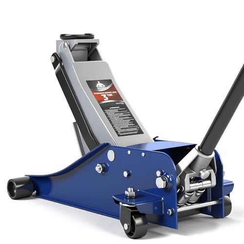 Jack Boss 3 Ton Floor Jack, Hydraulic Car Jack, Low Profile with Dual Pumps, Quickly Lift Steel Service Jack (6600lbs)