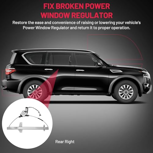 BDFHYK 748-981 Rear Right Window Regulator with Motor - size: Rear Right, style: 2005-2015 Nissan Armada Titan