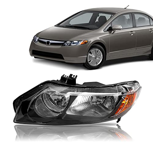 PartsFlow Halogen Headlight Chrome Housing Clear Lens Headlamp Left Drive Side Without Bulb For 2006 2007 2008 2009 2010 2011 Honda Civic 33151SNAA02 - color: Left