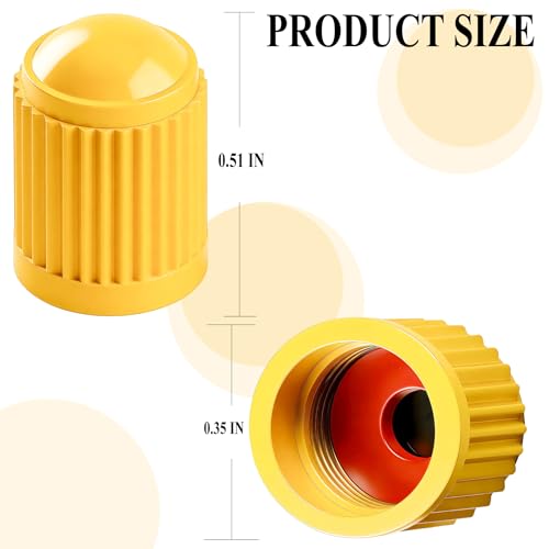15PCS Tire Valve Stem Caps, Corrosion Resistant, with O Rubber Ring, Airtight Seal Heavy Duty Dustproof Tire Valve Stem Covers for Cars, SUV, Trucks, Bikes, Motorcycles, Bicycles(Yellow) - color: Yellow, size: 15 pcs