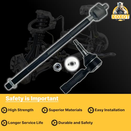 4pcs Front Inner & Outer Tie Rod Ends Kit | Replace EV800963 ES800986