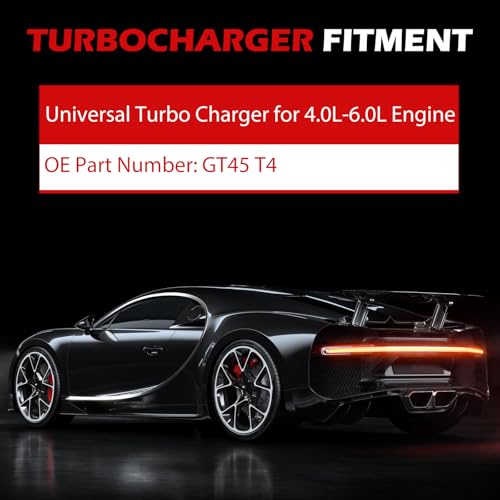 Universal Turbo Turbocharger Compatible with GT45 T4, Turbo Charger Kit 0.66 A/R 600+HP Boost for 4.0L-6.0L Engine with Flange