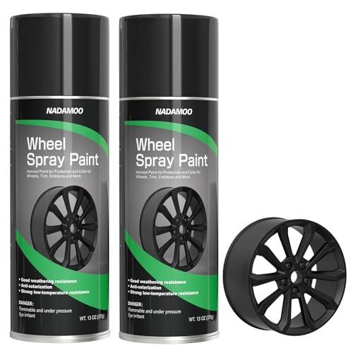 NADAMOO Black Spray Paint for Wheels, Matte Finish - color: Matte Black, size: 13 Ounce (Pack of 2)