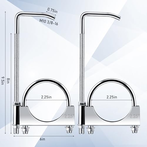 4 Pcs 2.25 Inch Universal Exhaust Clamp with Hanger - size: 2.25 Inch