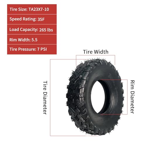 GarveeTech 23x7x10 ATV Tires, 2 Pack 23x7-10 ATV UTV Tires 23 7 10 All Terrain Tires for Trail, Desert, Mud, Dirt, Street, Sand, 6PR Tubeless - size: AT23X7-10, style: Pattern B