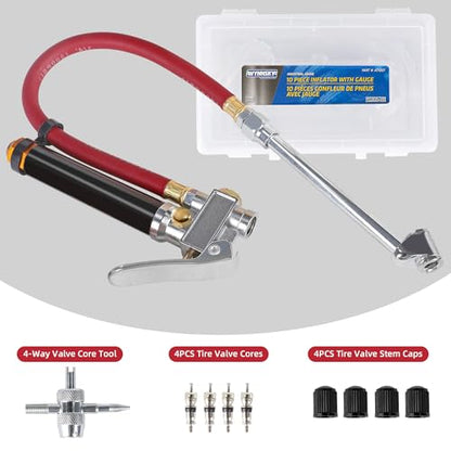 Bayonet-Style Tire Inflator with Pressure Gauge, 20-120 PSI, 1/4’’ NPT Inlet - size: 1/4'' NPT inlet