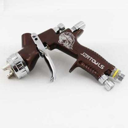TE20 HVLP Air Spray Gun 1.3mm Nozzles, Car Paint Gun Sprayer,Forged Body, Anodised Finish，Paint Gun for Varnish and Top Coat, with Paint Sprayer Accessories (Brown) - style: Brown
