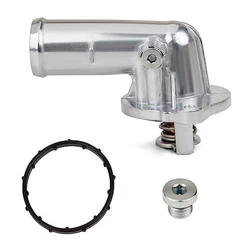 MITZONE Upgrade Aluminum Thermostat Housing Assembly Compatible with Dodge Durango Grand Cherokee 2011-2015 Wrangler JK 2012-2018 Replace 902-852 5184651AG 5184651AH - color: 5184651AG(Upgrade Aluminum)
