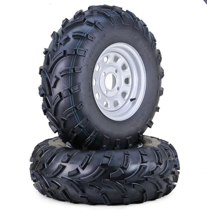 WANDA ATV Tire Wheel 24x8-12 & 24x10-12 on 4x110mm PCD 5+2 Silver Rim-Set 4 - size: 4x110mm 5+2 wheel