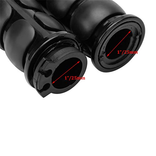 Pair of 1" Dual Black Motorcycle Bar End Hand Grips Handlebar Compatible with Cruisers Harley Yamaha Suzuki - color: Black#1