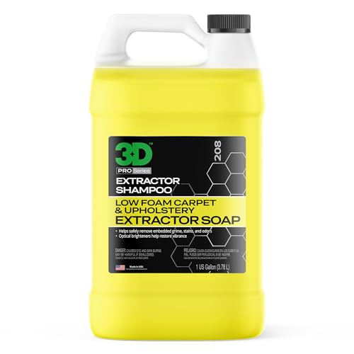 3D Extractor Carpet Cleaner Shampoo for Machine Use - Upholstery Cleaner, Stain Remover & Odor Eliminator - Low Foam, No Residue Formula 1 Gallon - size: 128 Fl Oz (Pack of 1)